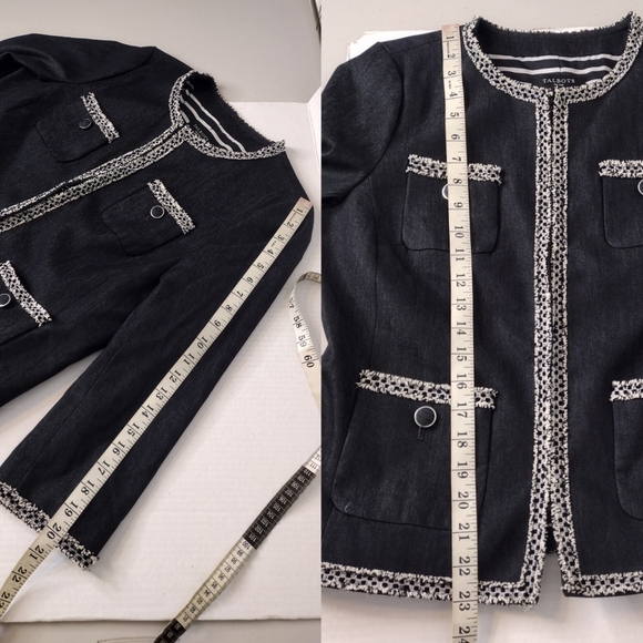 NWT Talbots Petite Tweed Fringe Denim Lined Patch Pockets Business Blazer Sz 8P - Picture 14 of 15